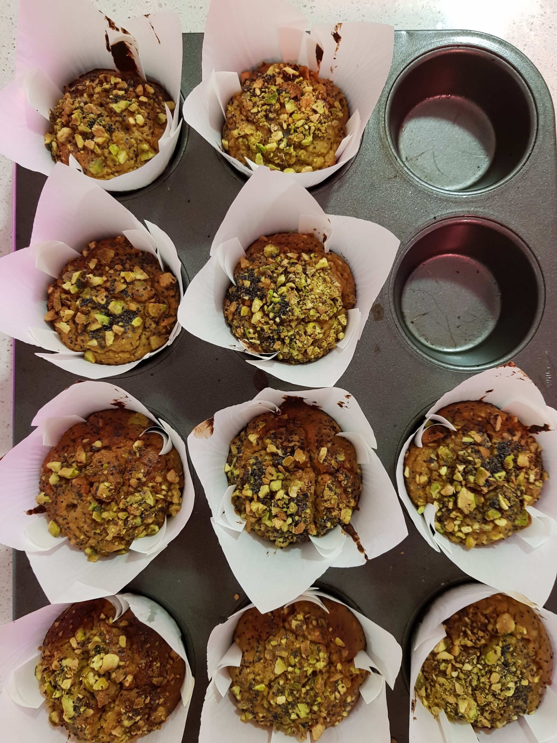 Orange poppy seed pistachio muffins