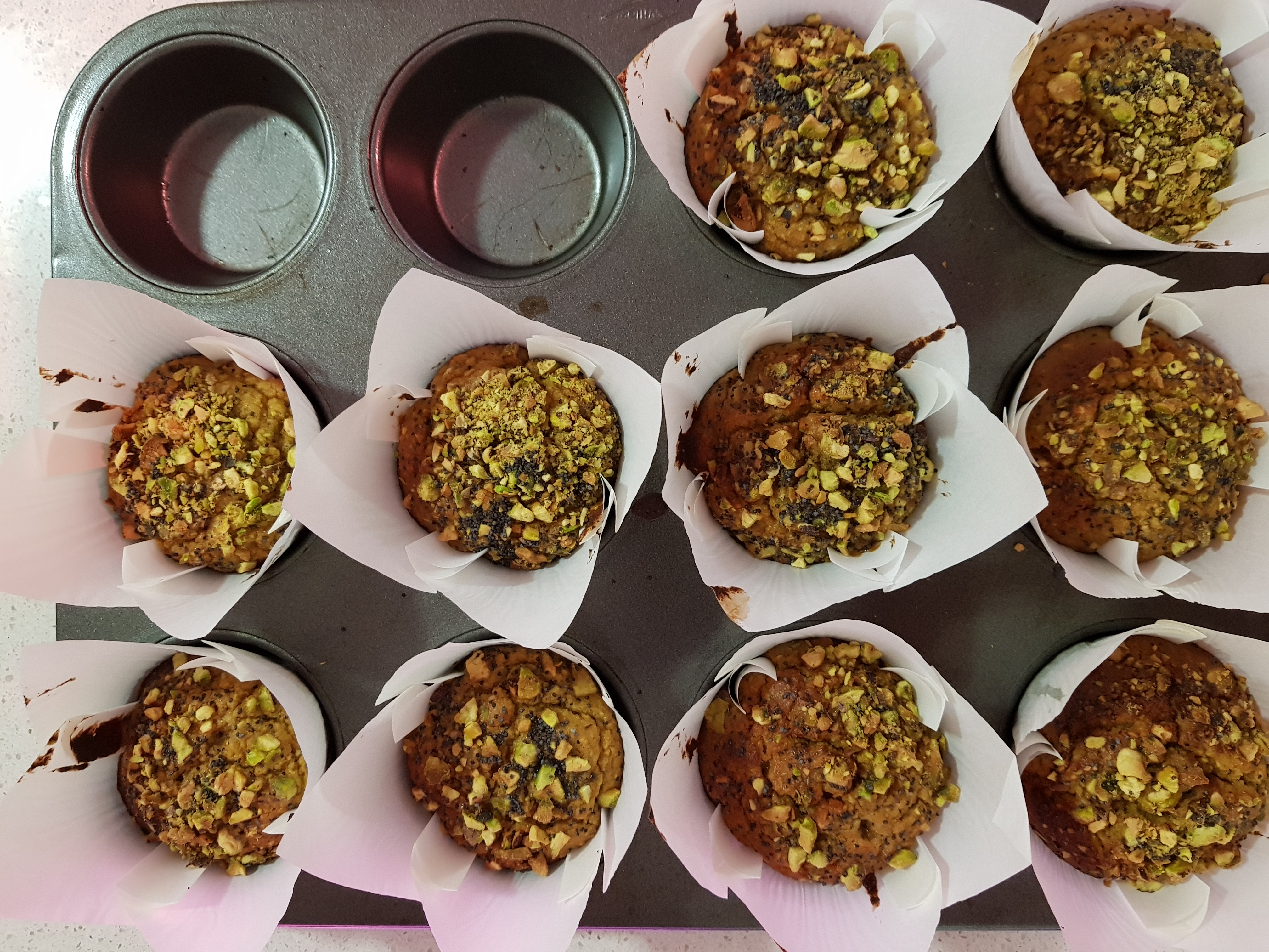 Orange poppy seed pistachio muffins