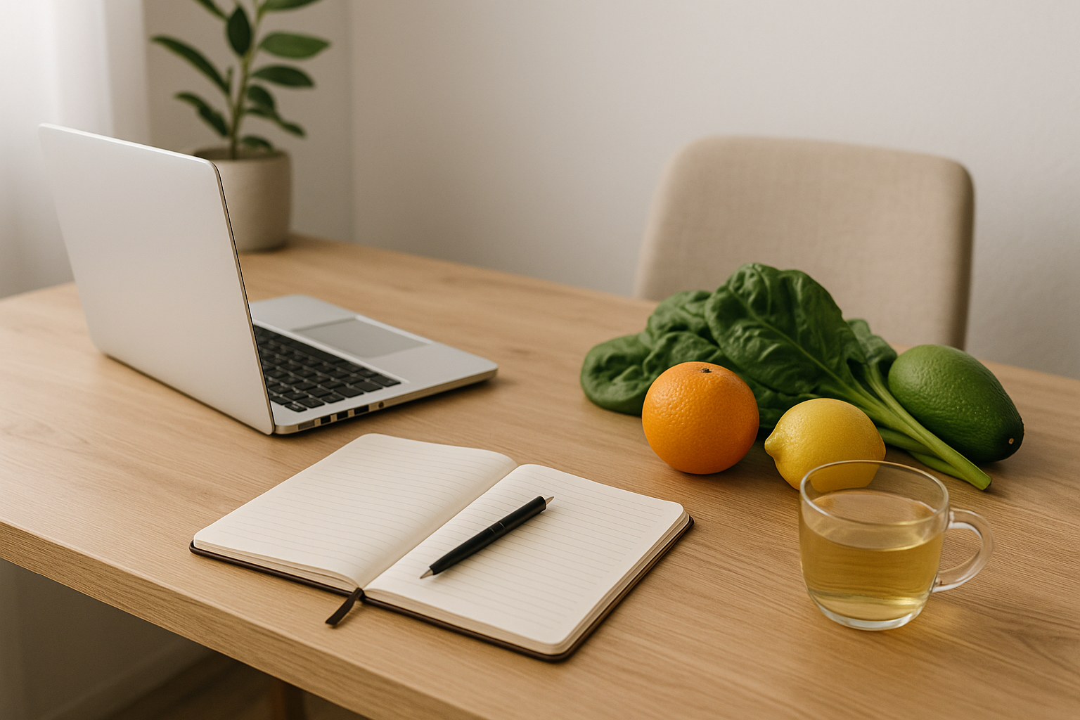 Consult desk setup for a nutrition and naturopathy appointment