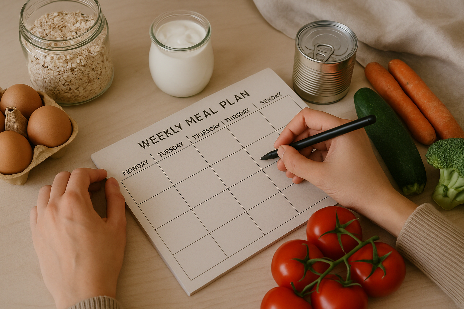 Meal planning with everyday groceries for a simple nutrition routine