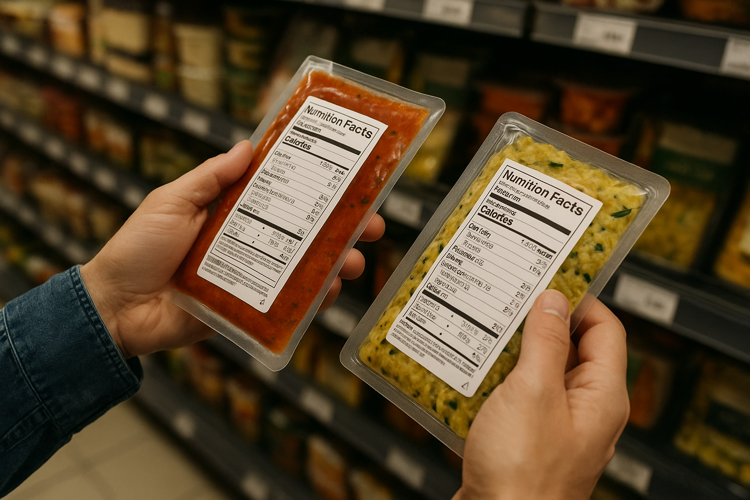 Comparing food labels in a supermarket for a nutrition plan