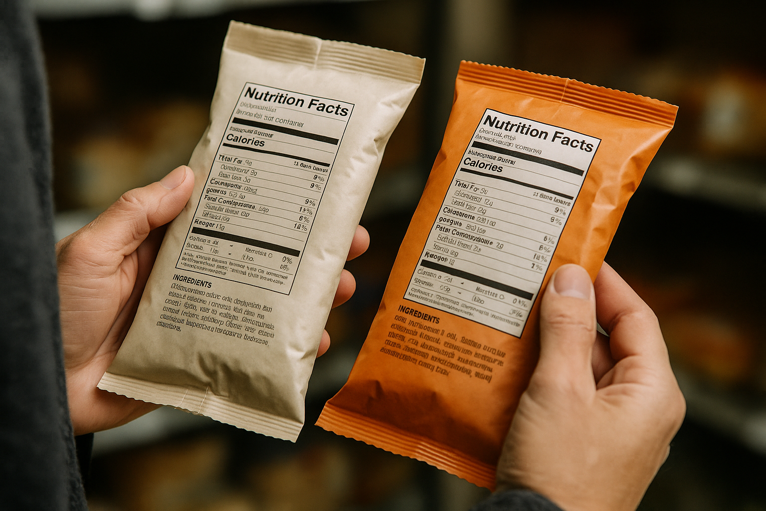 Comparing nutrition labels and ingredient lists in the supermarket