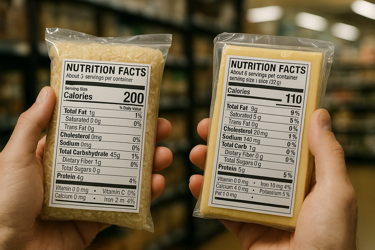 Comparing nutrition labels in the supermarket