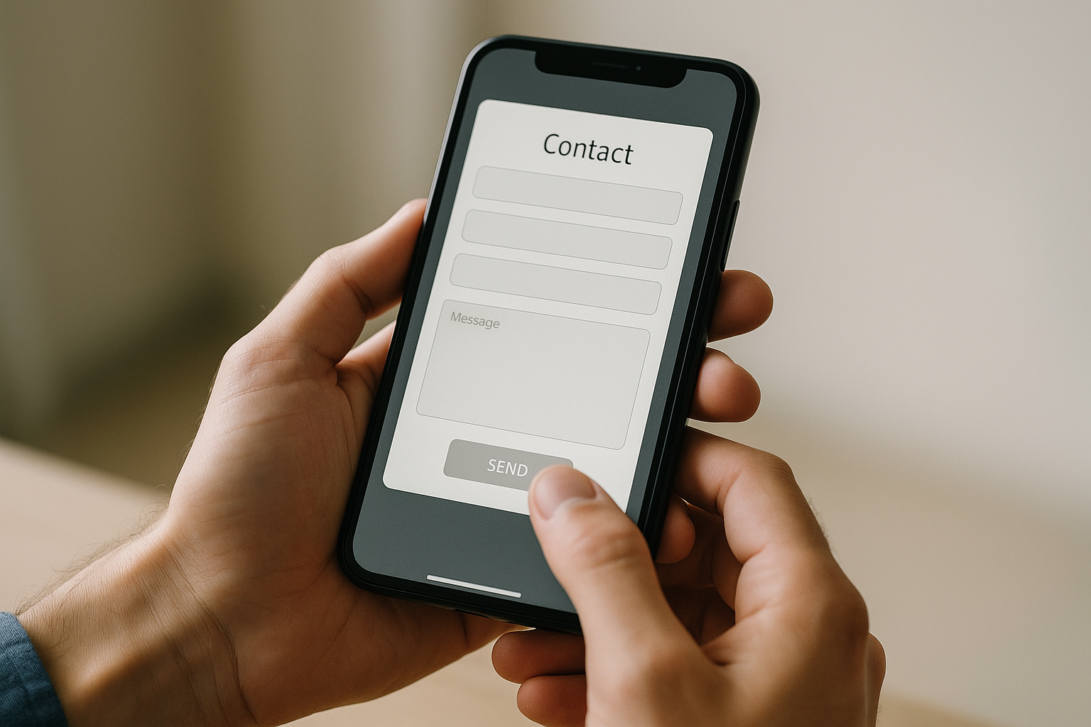 Using a phone to send an enquiry via a contact form
