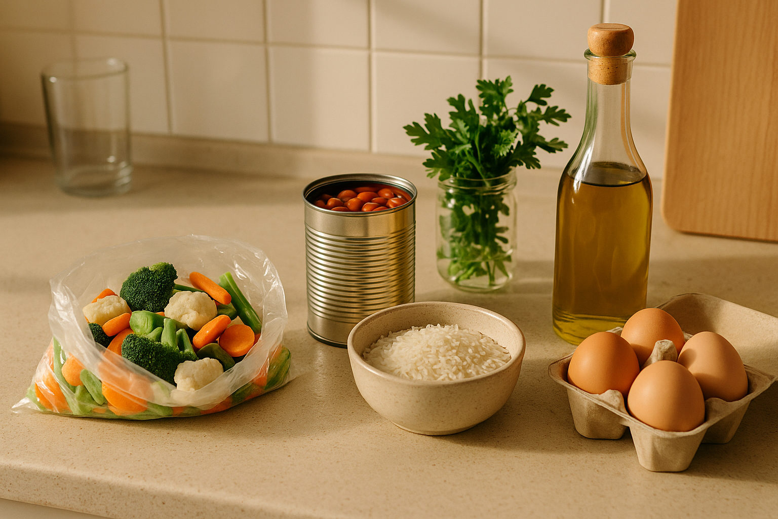 Simple budget-friendly groceries for meal planning and prep