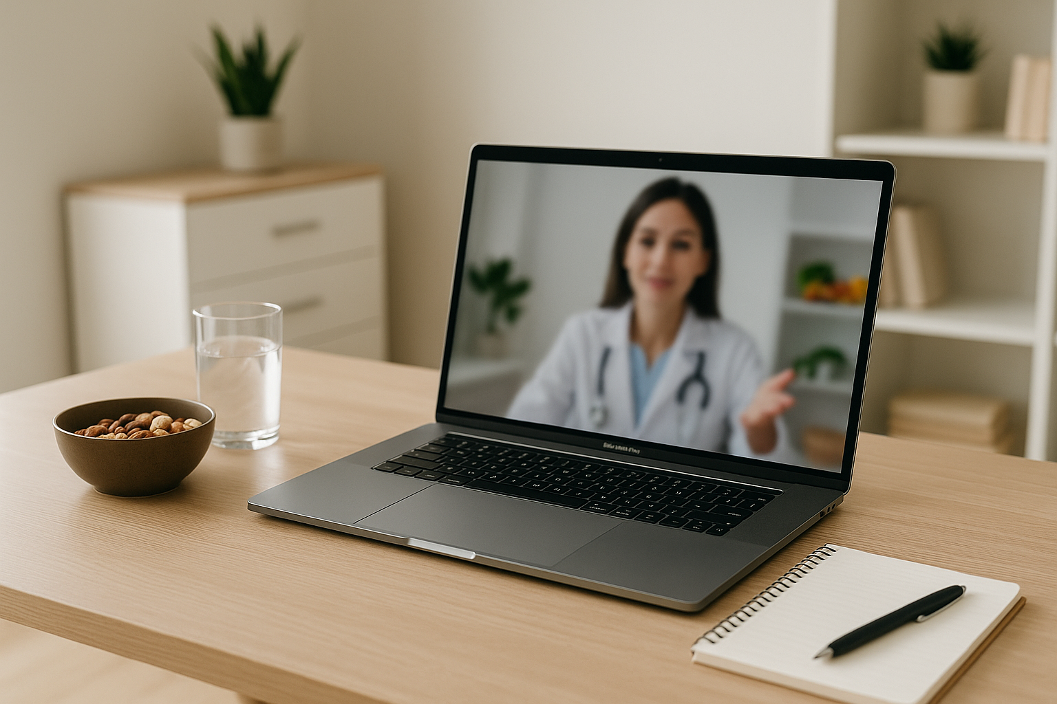 Telehealth nutrition consultation setup at home