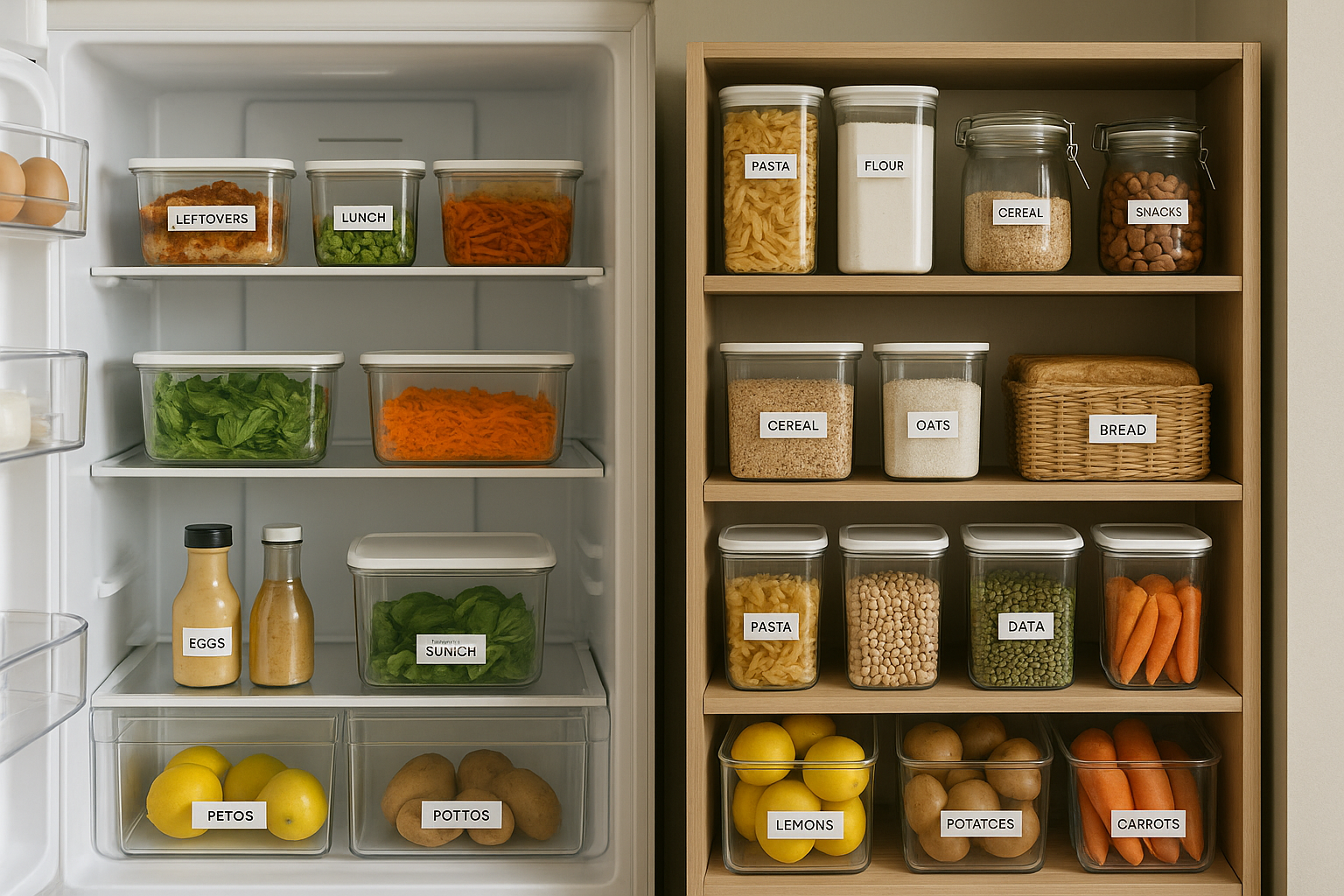 Organised fridge and pantry to reduce food waste and support budget planning