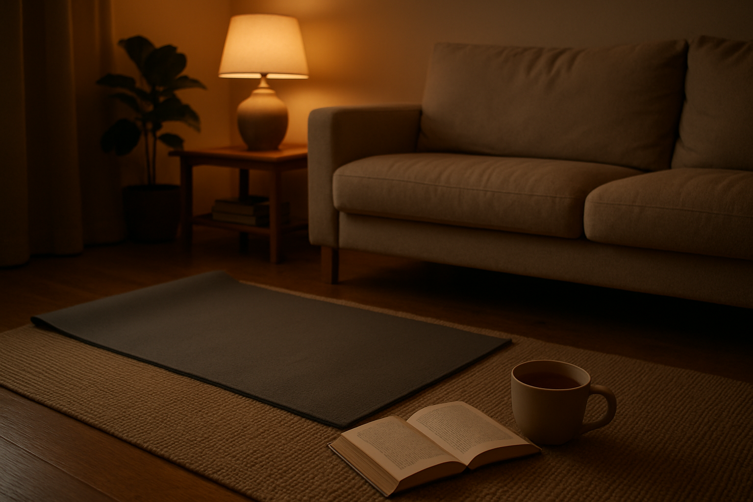 Evening wind-down setup to support sleep and stress management