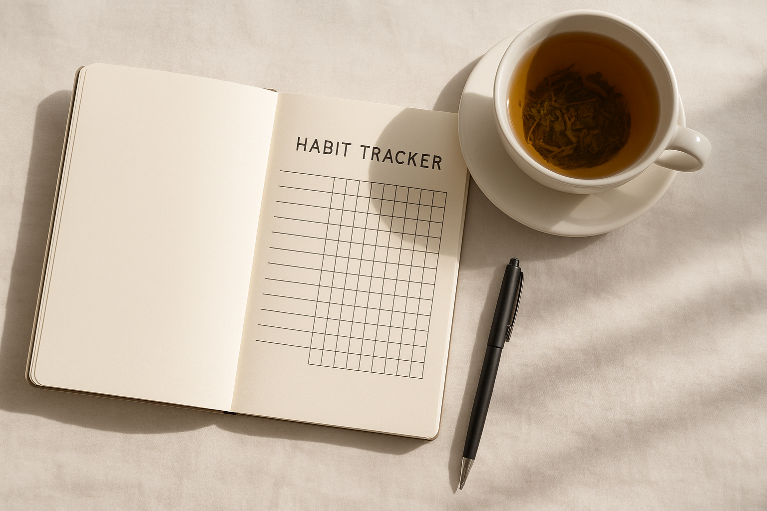 Habit tracker notebook for health maintenance routines