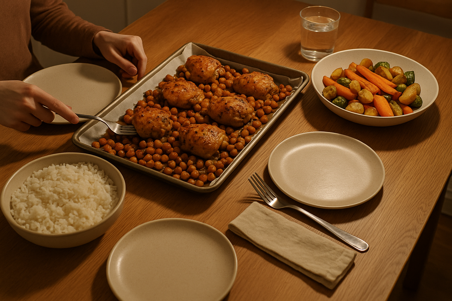 Simple budget-friendly weeknight dinner made from supermarket staples