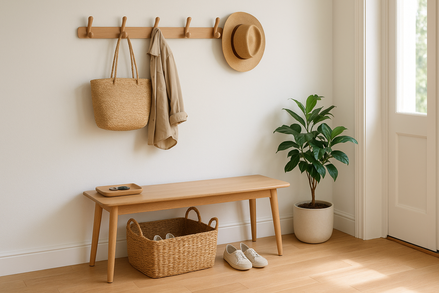 Organised entryway drop zone to reduce stress and improve routines