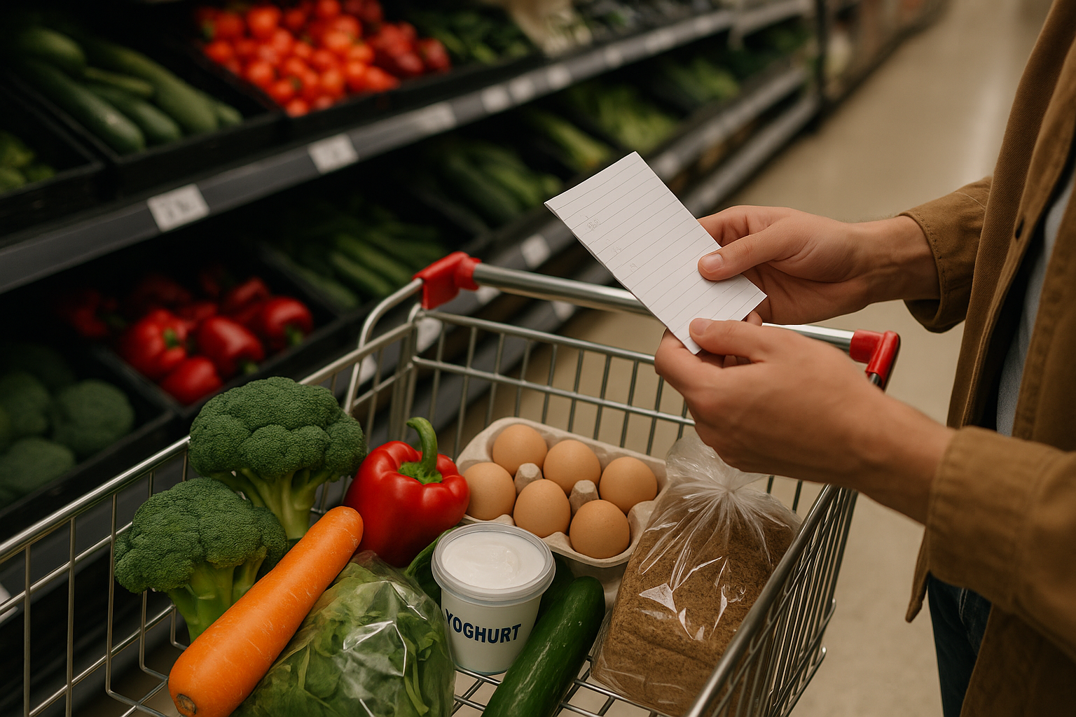 Grocery shopping support for healthier choices and routines