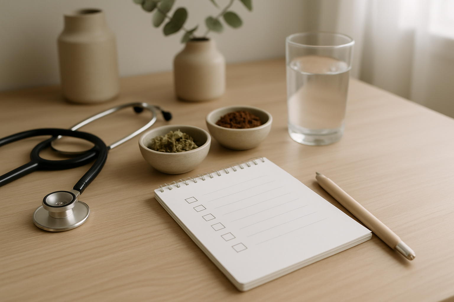 Checklist-style desk scene representing how to choose a naturopath in Australia