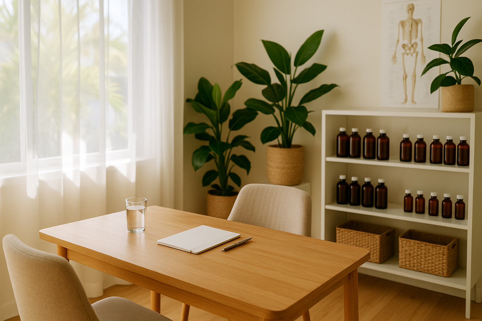 A professional and calming consultation room for a naturopath on the Gold Coast.