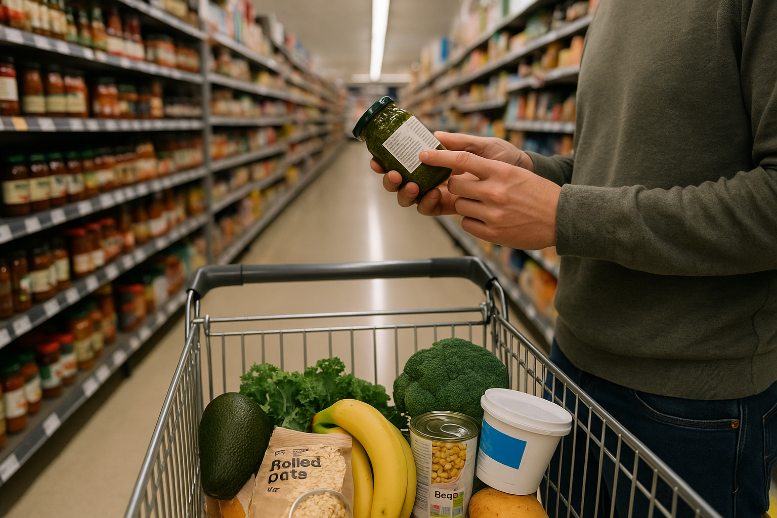 Comparing ingredient labels during a supermarket shopping tour on the Gold Coast
