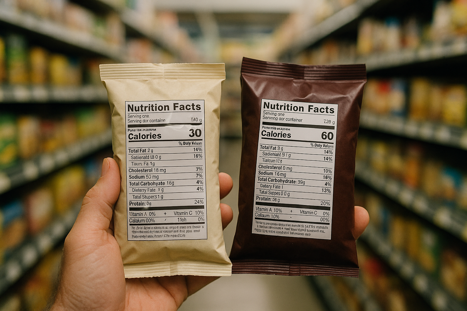 Comparing nutrition labels during supermarket shopping