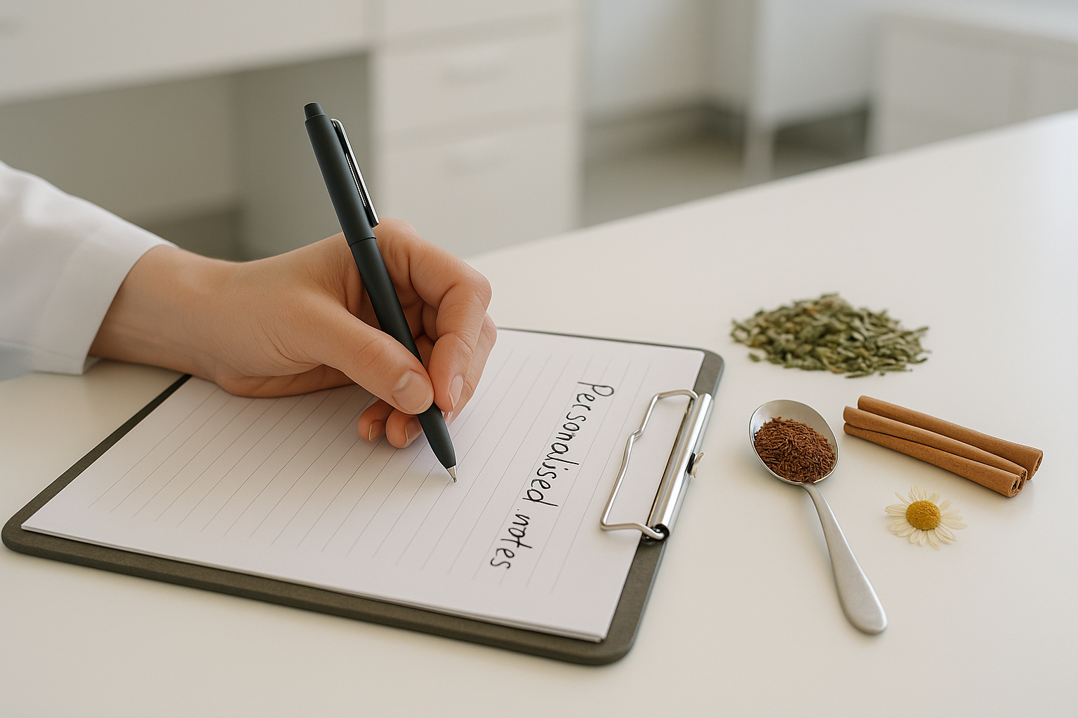 A naturopath creating a personalised health plan for a client.