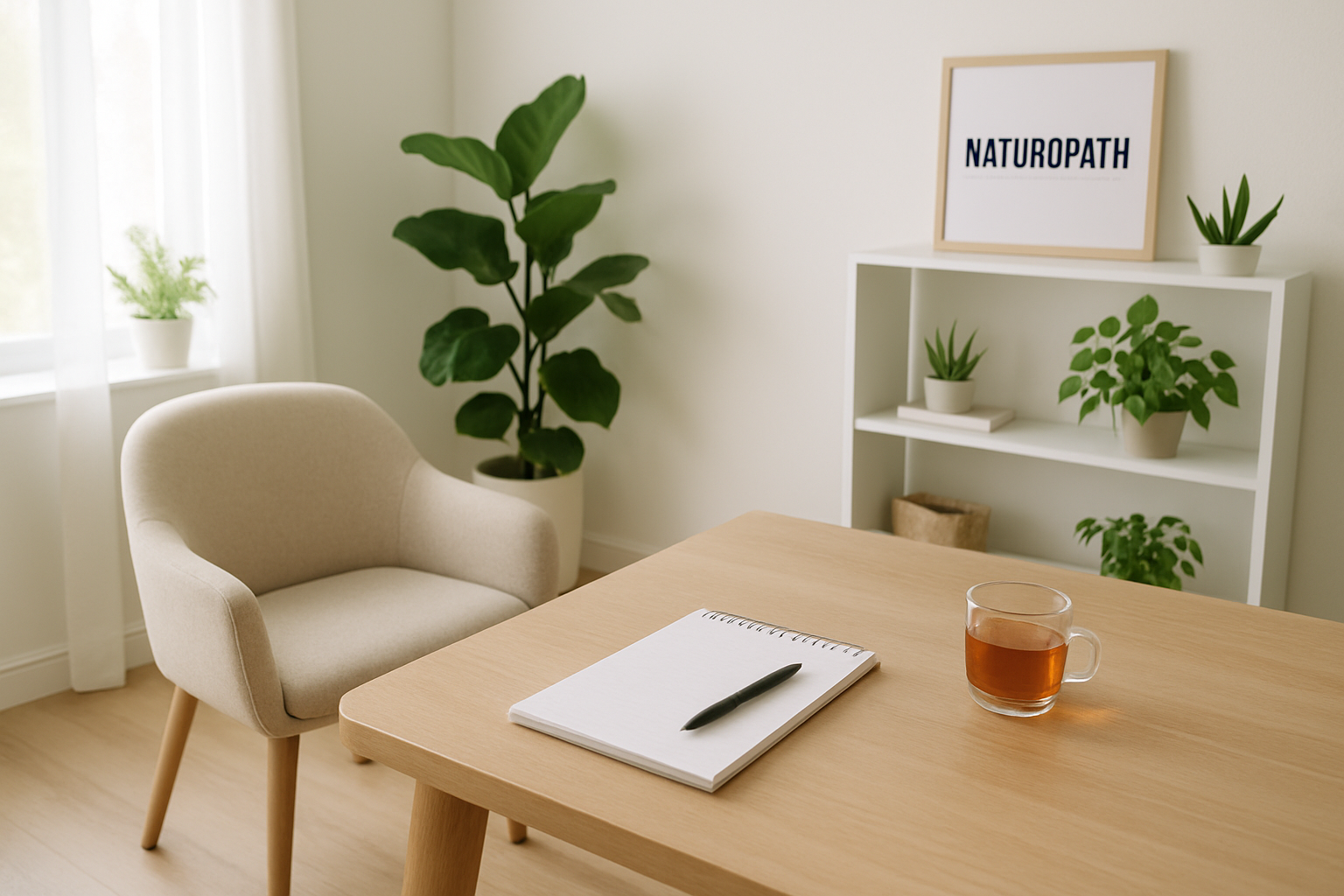 A welcoming and professional naturopath consultation room on the Gold Coast.