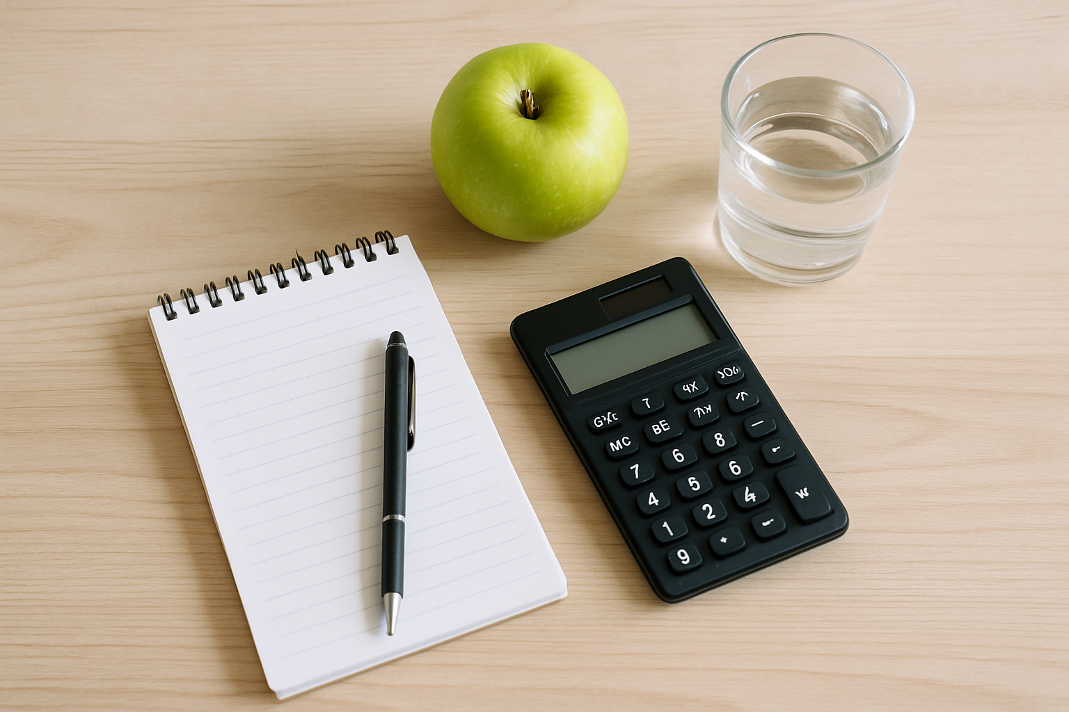 A notepad and calculator used for budgeting naturopath costs on the Gold Coast.