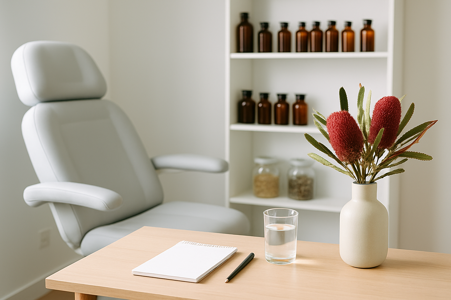 A calm and professional naturopath consultation room on the Gold Coast.